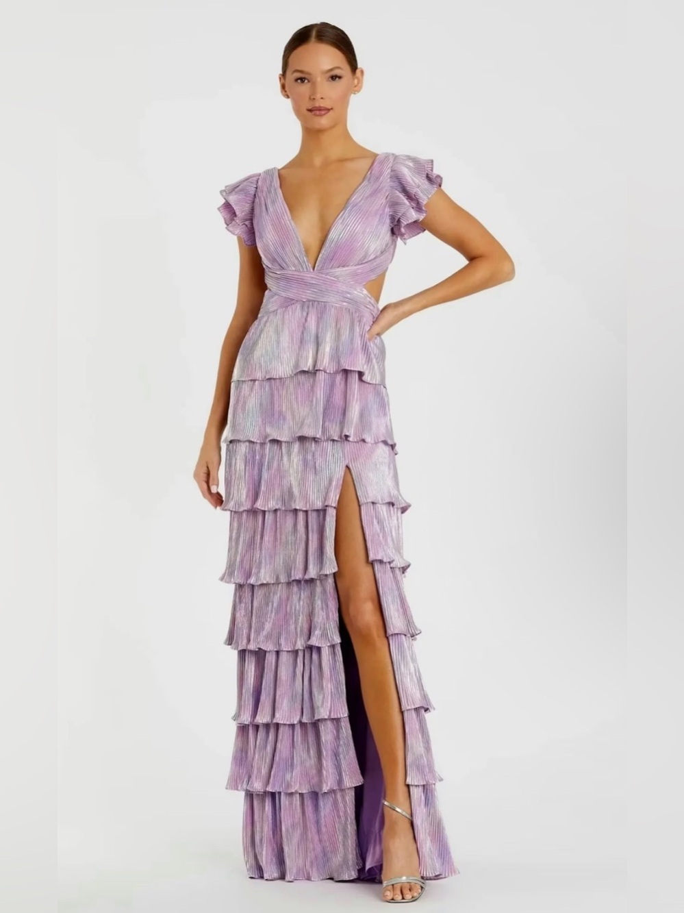Mac Duggal Lavender Lace-Up Gown; 3rd photo closest to actual color of dress